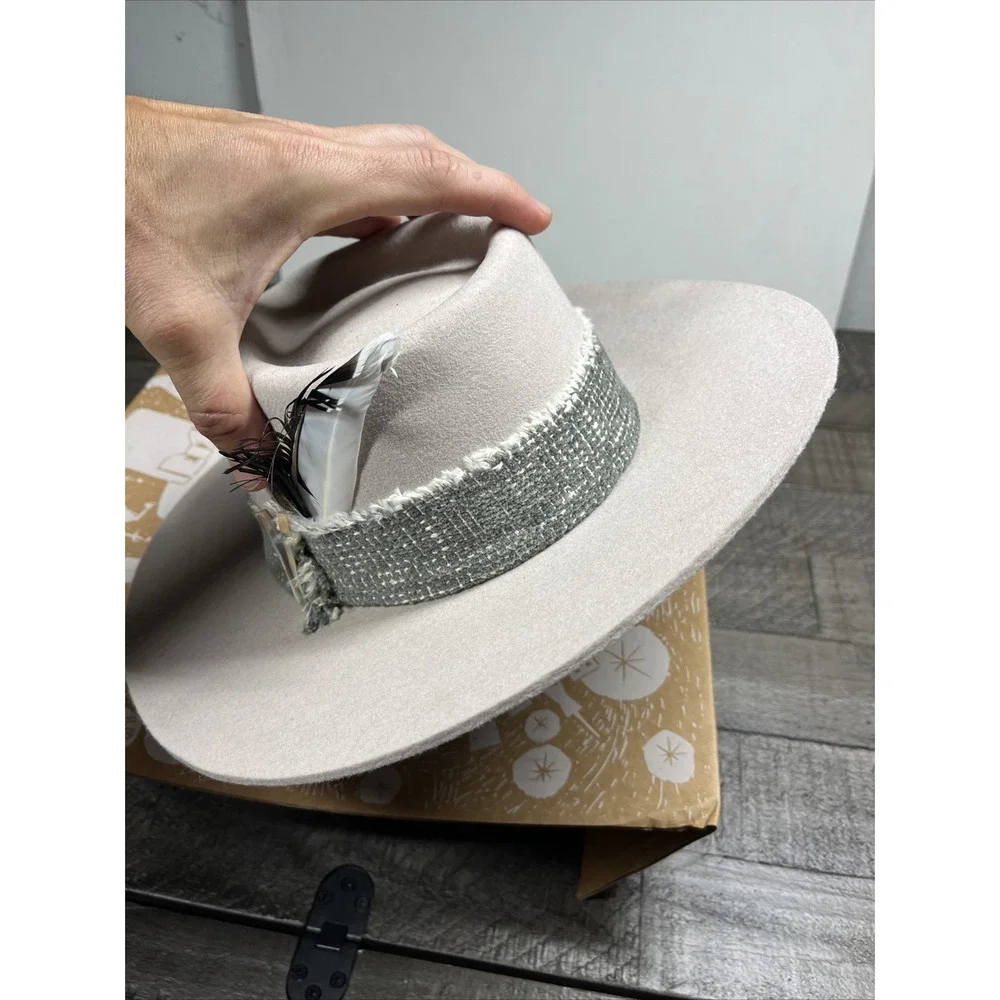 Hampui Hat Wide Brim WOOL Felt RARE sz S Bone Color Handmade Western - Picture 5 of 10
